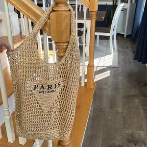 PARIS MILANO NATURAL RAFFIA STRAW TOTE BAG